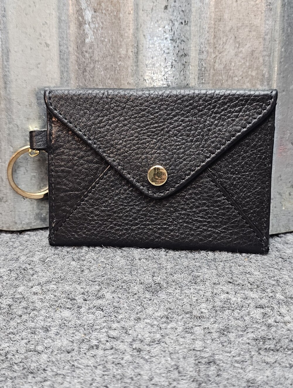 Aimee Kestenberg Black Pebbled Leather Card Case Wallet